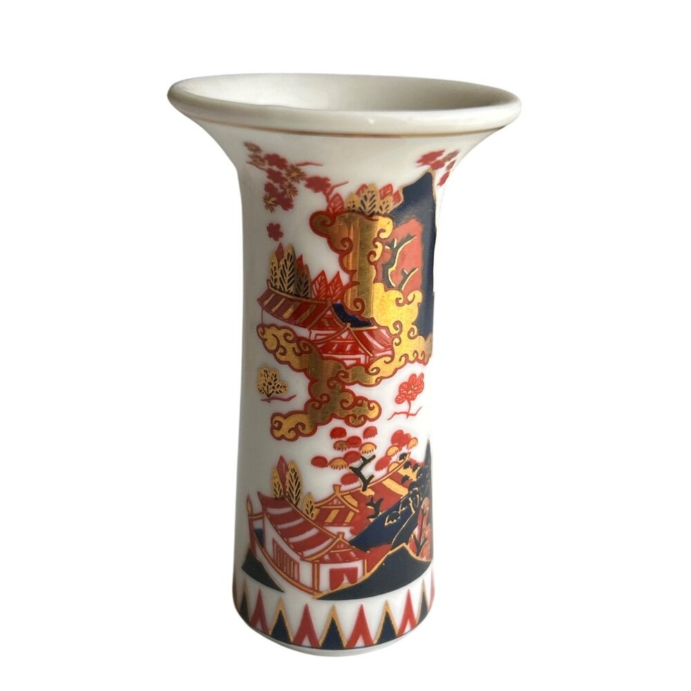 Vtg 1983 Franklin Porcelain Mini Vase Japan Imari Ware Tsunayoshi Collectible 3”